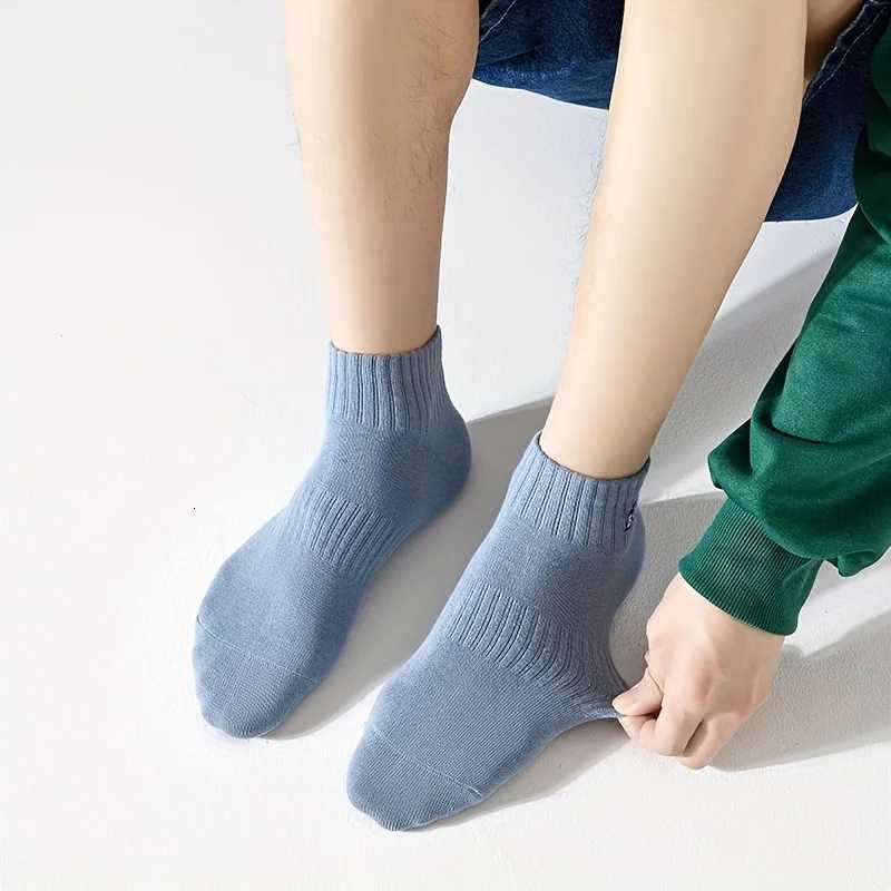 5 Pairs Of Mens Pure Color Waist Binding Short Leg Mens Socks For Sports And Leisure Ankle SocksT251209