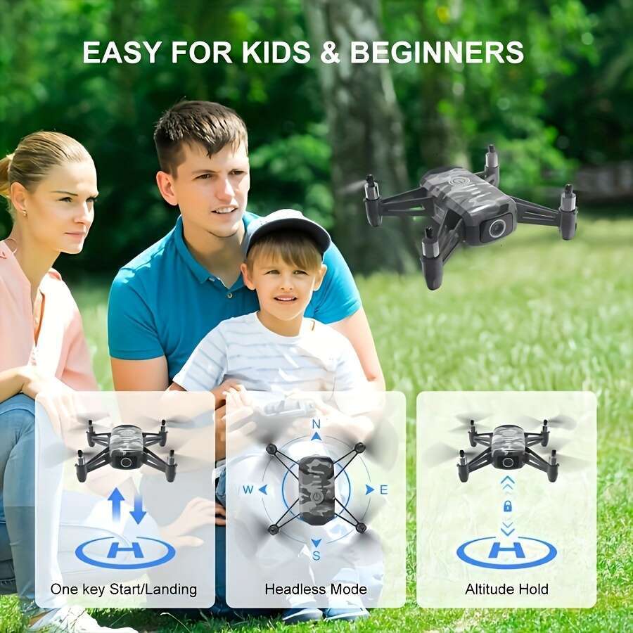 DJI TELLO H819 Mini Camouflage HD 1080P Camera Drone Intelligent Following, Palm Control, Headless Mode, Trajectory Flight, With 2 Batteries For Boys 