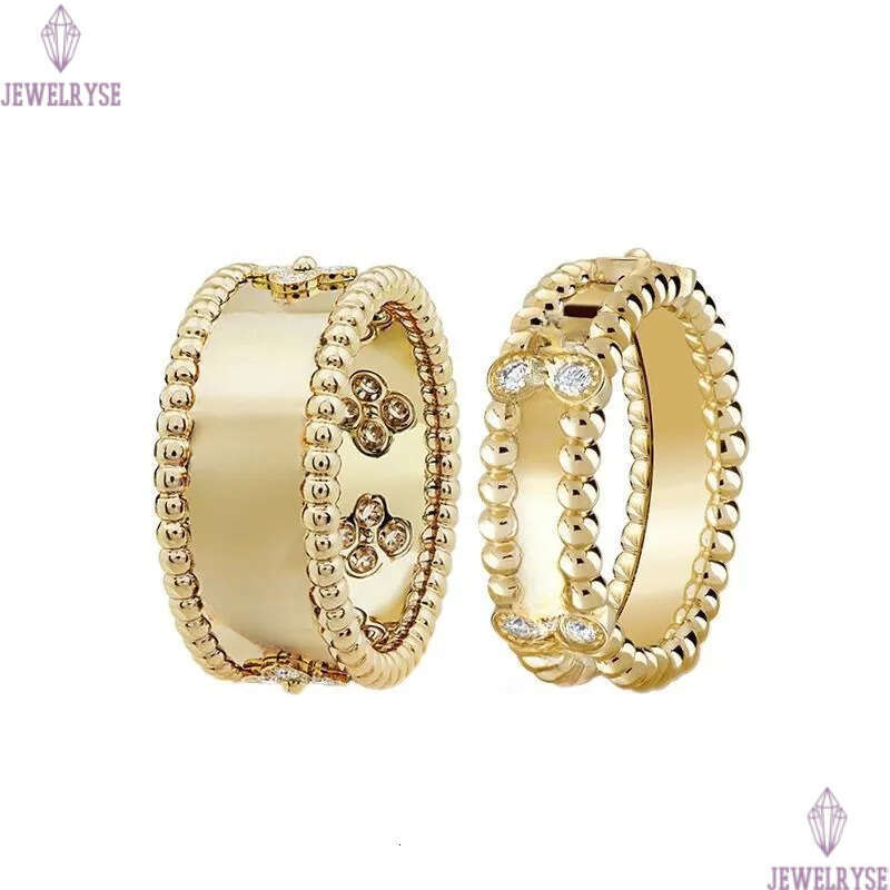 Top grade classic clover designer band for women girls charm elegant 18k gold silver rings with shine crystal bling diamond engagement ring jewelry