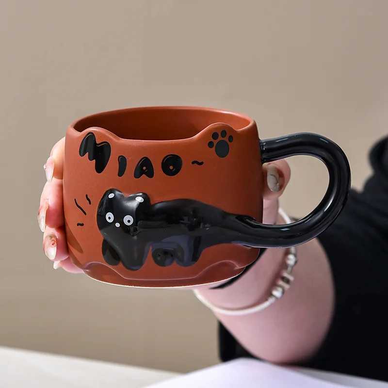 Creative Cartoon Cat g Personali Gift Breakfast Cups of Coffee Ceramic Coffee Cup gs Drinkware Cup for Tea Funny H251209