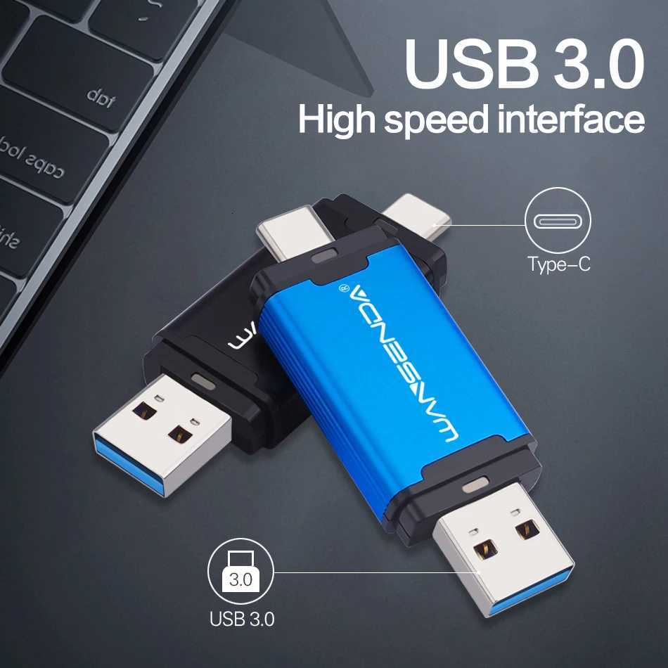 WANSENDA OTG USB Flash Drive 2 in 1 TYPE C USB 30 Pen Drive 512GB 256GB 128GB 64GB 32GB High Speed Pendrive USB Memory Stick C251209