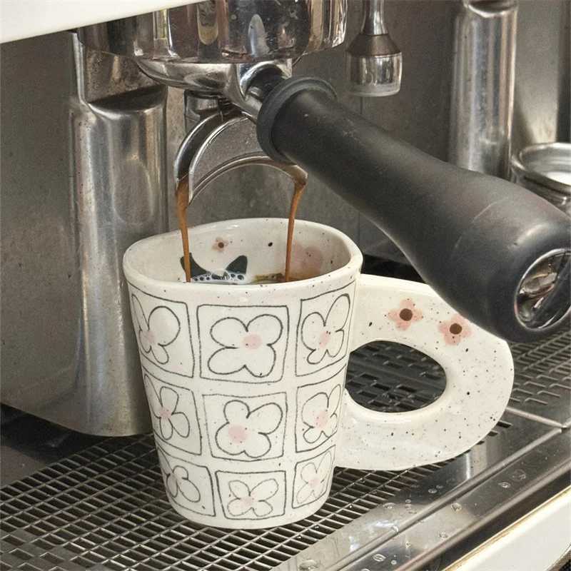 Ceramic g Coffee Funnel Ink splash art Cups Hand pinch Irregar g Handpainted Ceramic Coffee Cup Breakfast milk Cup Saucer H251209