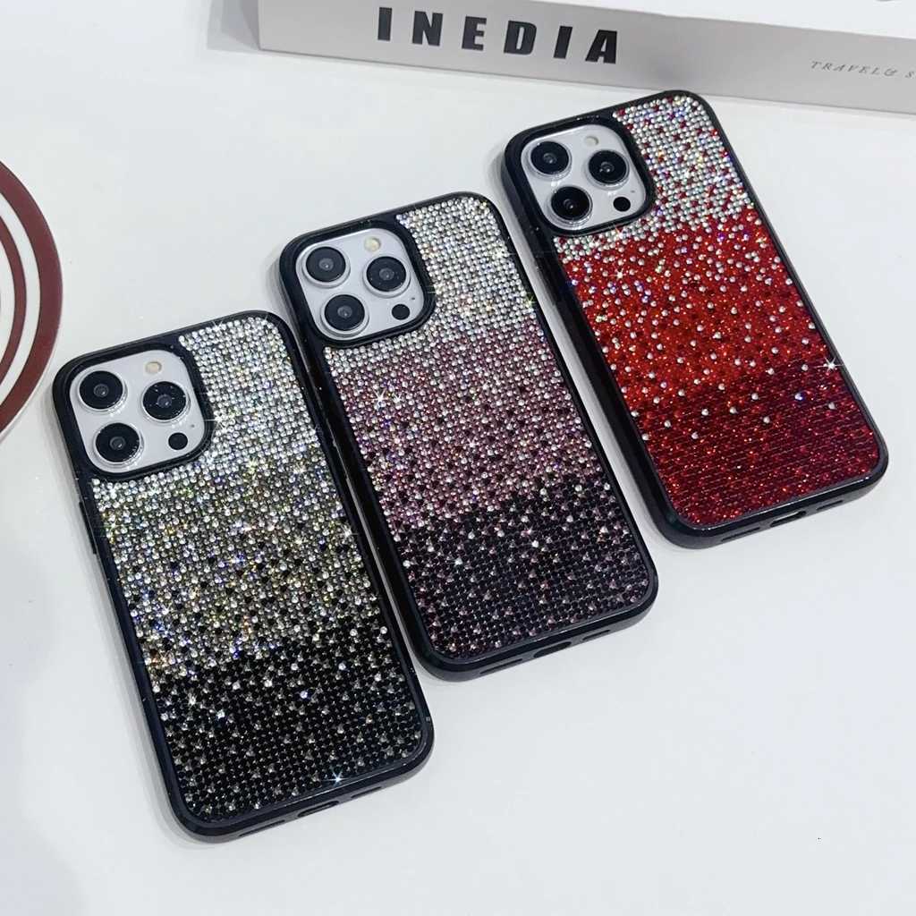 BlingBling Luxury Three Color Gradient Rhinestone Cover Case for iPhone 16 15 14 13 12 Pro Max Plus Phone Case C251209