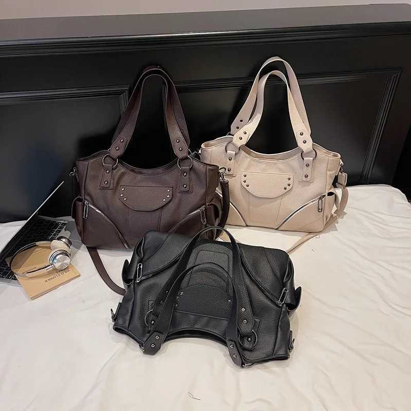 2025 Studded Motorcycle Bag Vintage Small Tote Bag for Wen Trendy Shoder Crossbody Purse Summer Cmuter Handbag Y251209