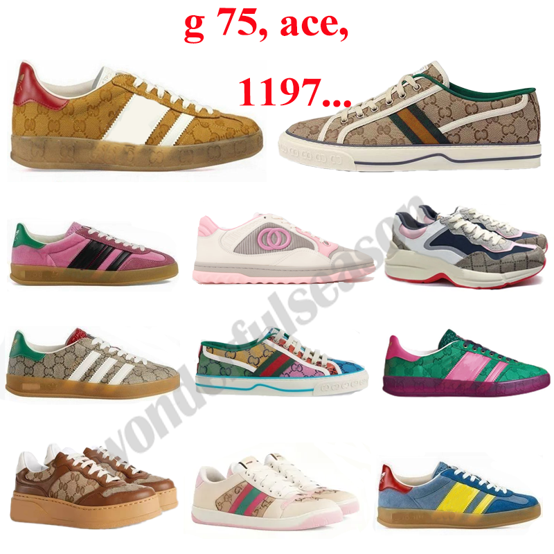 Luxury shose gg shoes Tennis 1977 Ace g75 sneakers for man women Designers shoe flat chaussures Trainer Leather high and low -top chaussure Sports shoes 35-45