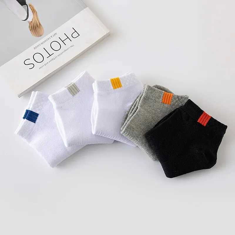 5 Pairs Fashionable Cloth Standard Boat Socks Spring And Summer Thin Style Mens Solid Color Socks Casual Sports SocksT251209