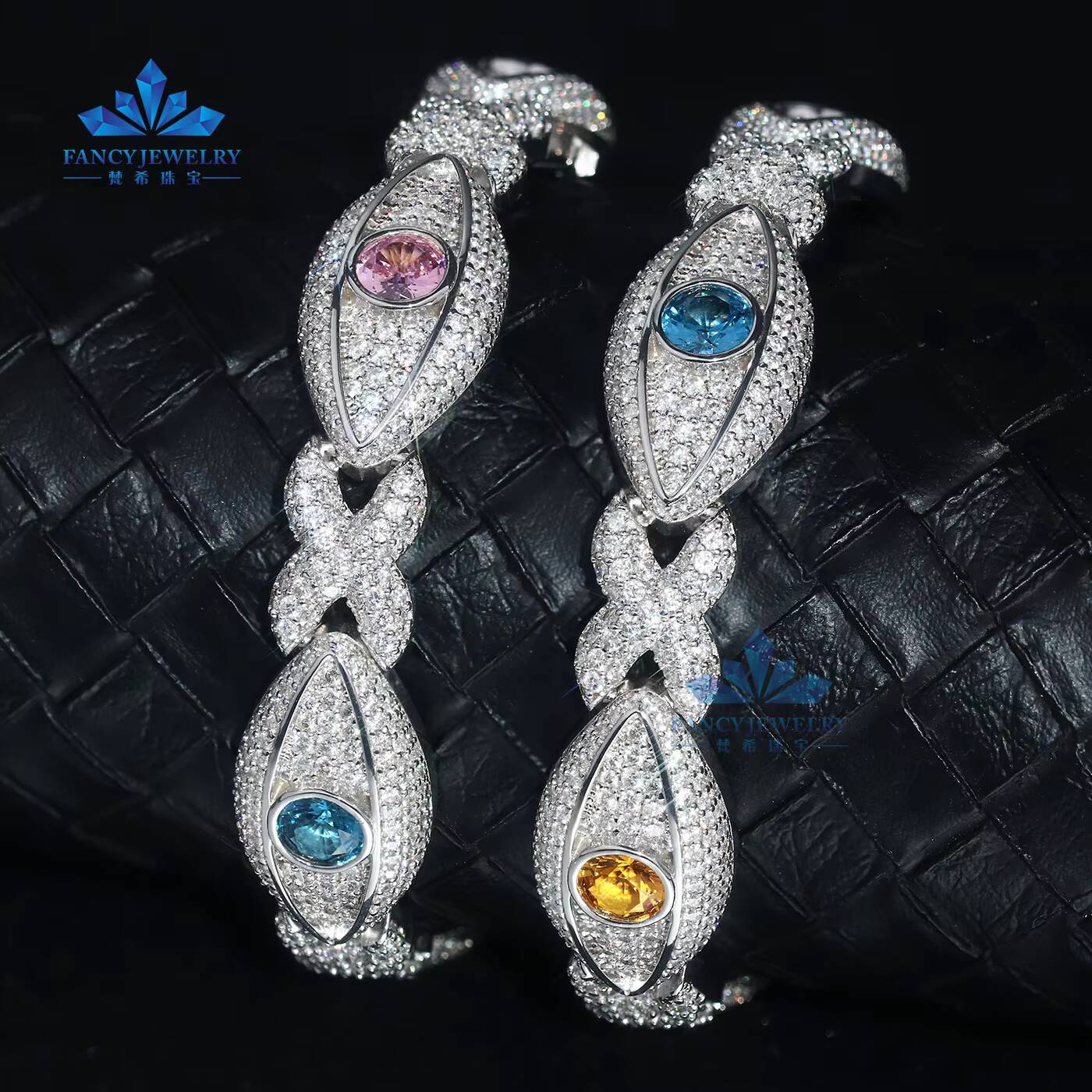 GRA Certification 925 Silver VVS Ice Cut Eye Style Evil Bracelet Moissanite 10mm Vvs Moissanite Cuban Bracelet for Men