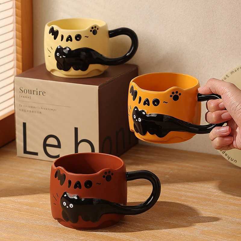Cute Cat Stacked Cups Creative gs Coffee Milk Latte g Ceramic Cups He Decoration Accessories Drinking Utensils H251209