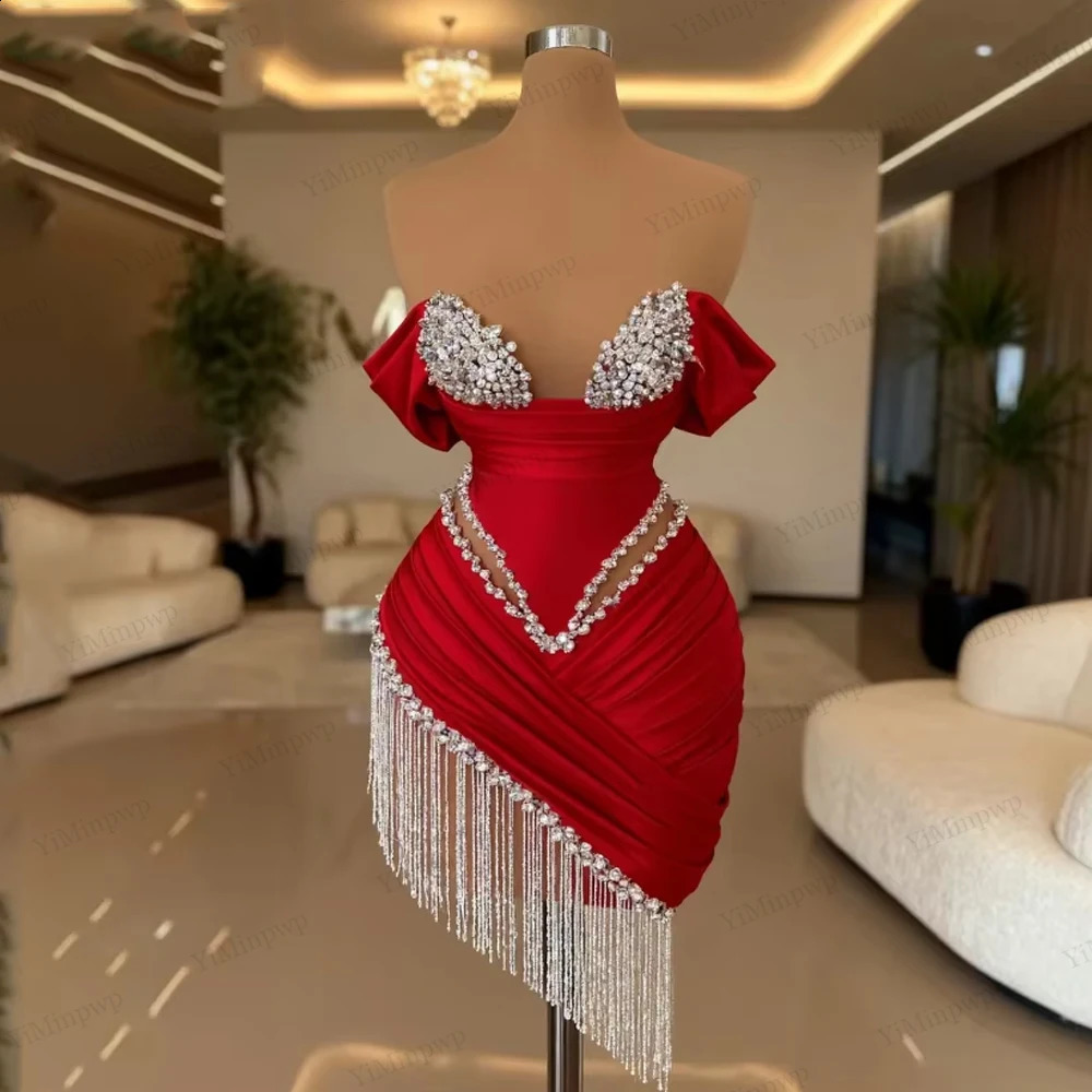 Crystal Ivory Cocktail Gown Pleat Straight Mini Homecoming Prom Dress Birthday Dress Satin 2025 Black Customized 251201