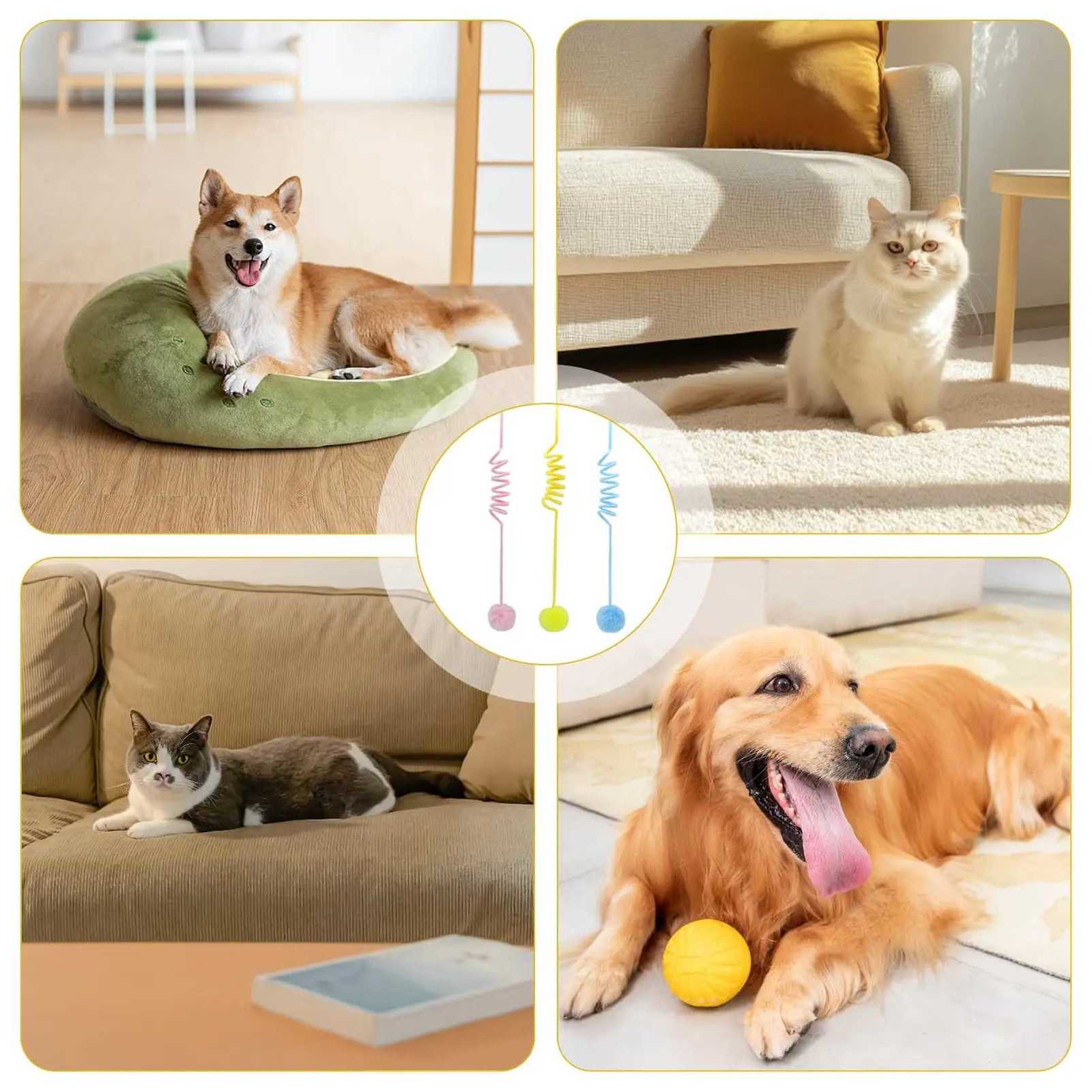 3 Pcs Fluffy Cat Toy BallsHanging Interactive Cat Toy Teaser Ball with BellIndoor Kitten self Playing toy to Relieve boredom M251209