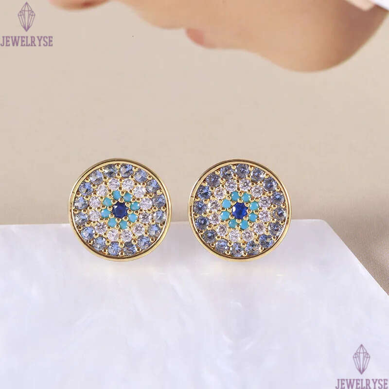 2024 New fashion round evil eyes designer earrings for women colorful diamond cz zircon geometry classic luxury aretes brincos numbers earring ear rin