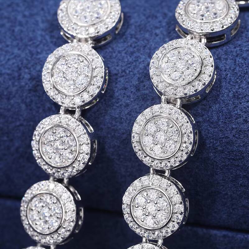 New Design Unisex Gra Certificate Hip Hop 9mm 925 Solid Silver Flawless D Moissanite Diamond Cluster Tennis Necklace
