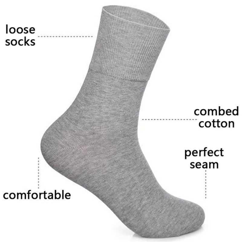 5 Pairs Plus Size EUR 45-50 Prevent Varicose Veins Socks Mens Diabetics Patients Cotton Loose Mouth Sock Man Women Comfort MeiasT251209