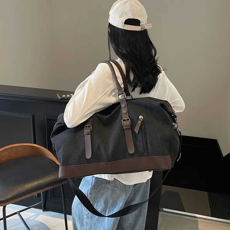 Canvas Travel Duffel Shoder Crossbody Bag Shoes Cpartment Gym Fitness Outdoor Short Distance Bag Lage Weekend Handbag Y251209