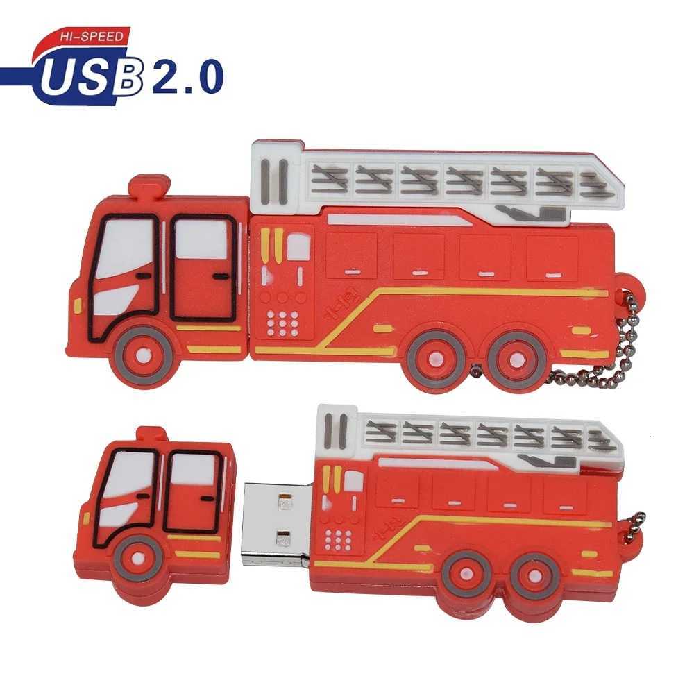 Cartoon Fireman Extinguisher Pendrive Fire Truck 128GB Pen Drive 256G USB Flash Drive 16GB 32GB 64GB Memories Cle USB Stick Disk C251209