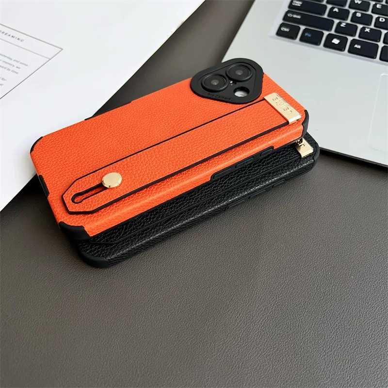 Luxury Lichee Pattern TPU Leather Hand Wrist Strap Bracket Case For iPhone 16 15 14 13 12 11 Pro XS Max X XR 7 8 Plus SE 2 Cover C251209