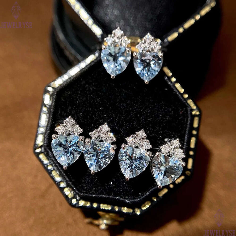 S925 sterling silver love heart designer earrings for women cute lovely blue crystal shine cz zircon girls charms earring earings ear rings jewelry gi