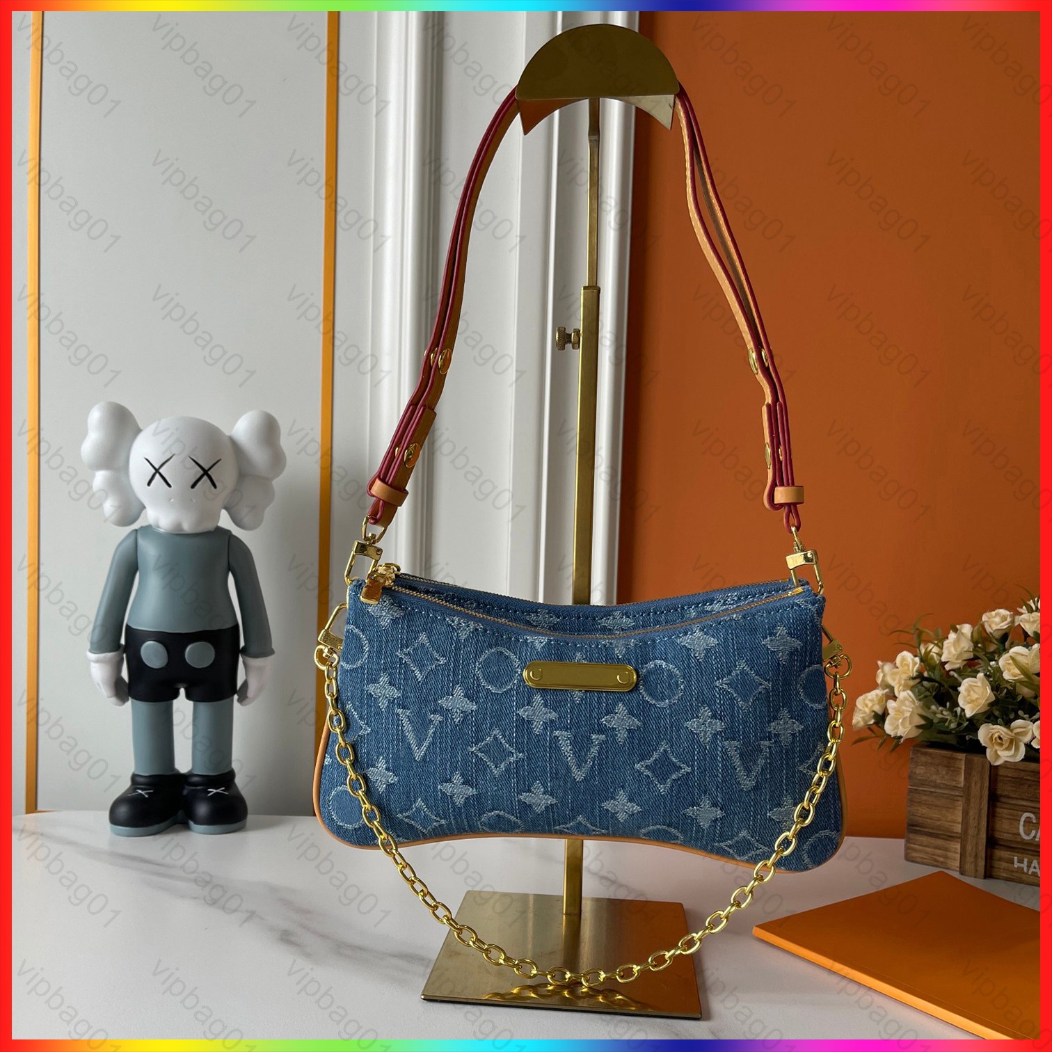 Designer Evening Bag Liv pochette Shoulder Bag Women's Leather Easy Pouch On Strap Bag Denim Crossbody Bags Luxury Wallet Old Flower Vintage Classic Purse Handbag 05