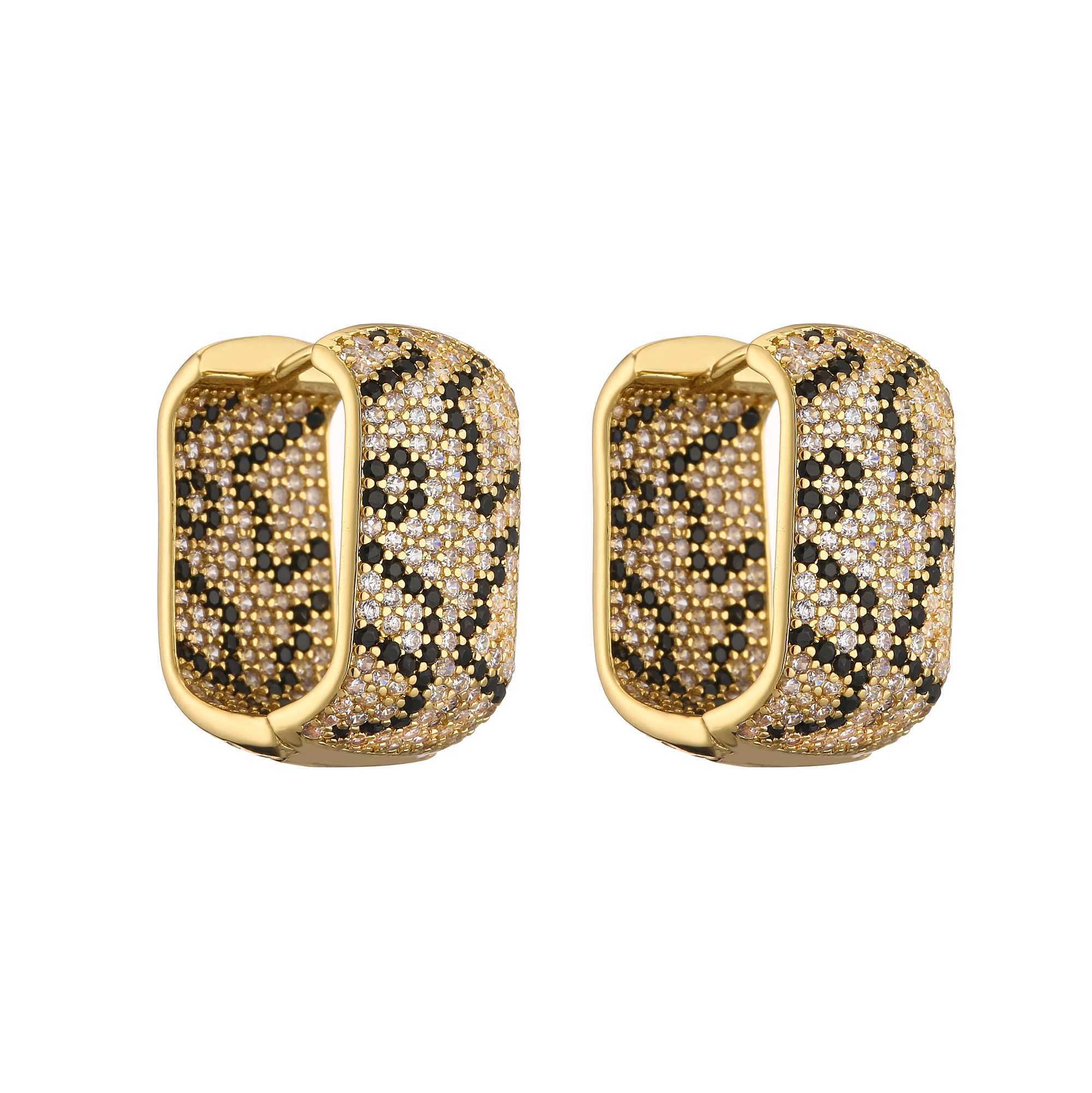 HECHENG Womens Leopard Print Earrings with Diamonds Sexy Lady Delicate Earrings J251208
