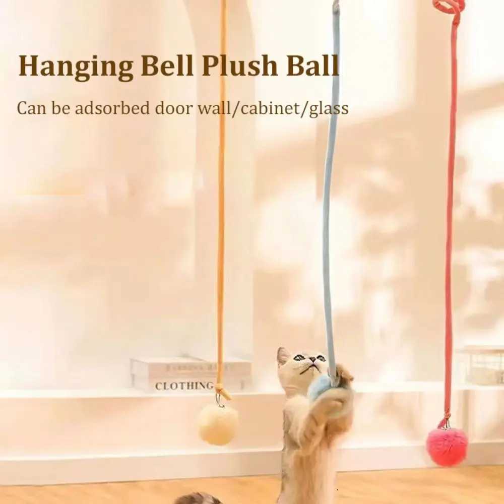 Cats Supplies Adsorbable Spring Rope Ball Relieve Boredom Hanging Bell Plush Ball Attractive Interactive Play Pet Toy M251209