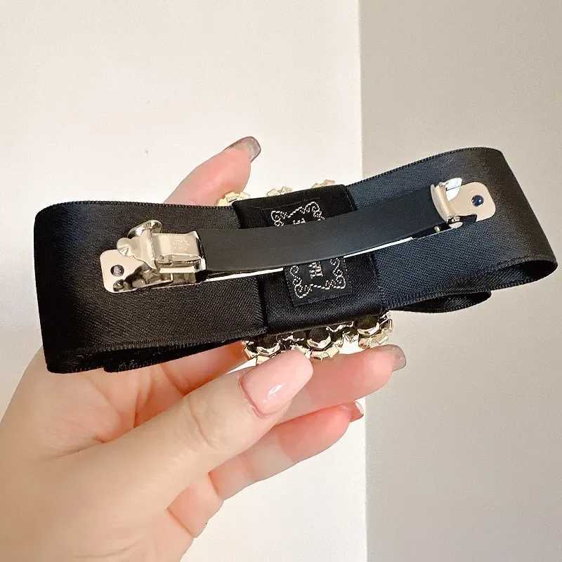 French Fabric Bow Hair Clip for Girls Crystal Rhinestone Haiow Elegant Luxury Jewelry Hairpin Korean Heaear Hair Accories Y251210