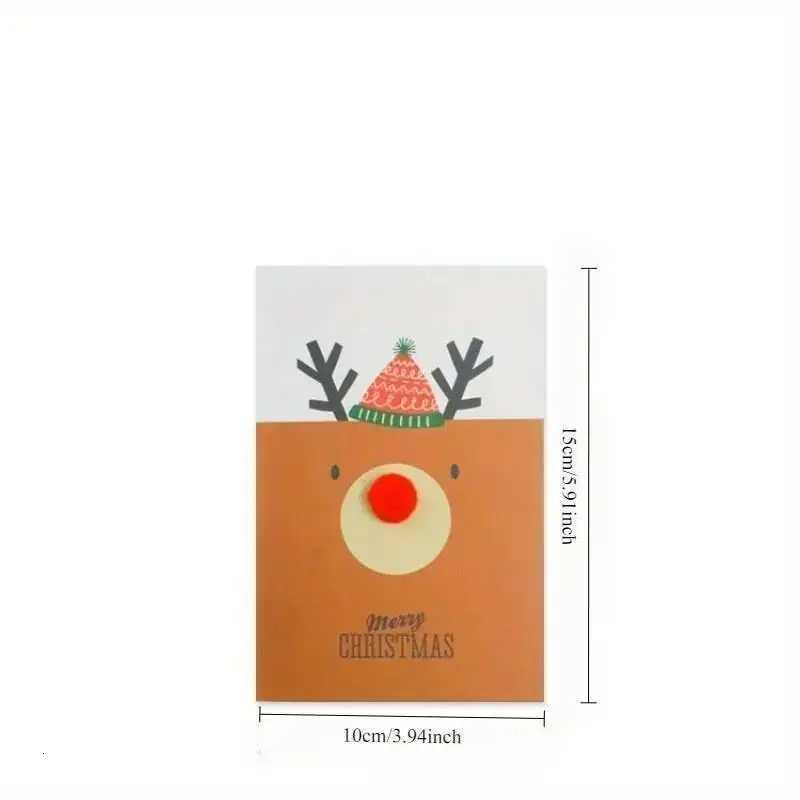Christmas Exquisite Greeting Card Cartoon Three-Dimensional Elk Hair Ball Nose Postcard Gift Party Supplies Festival Party Cards H251210