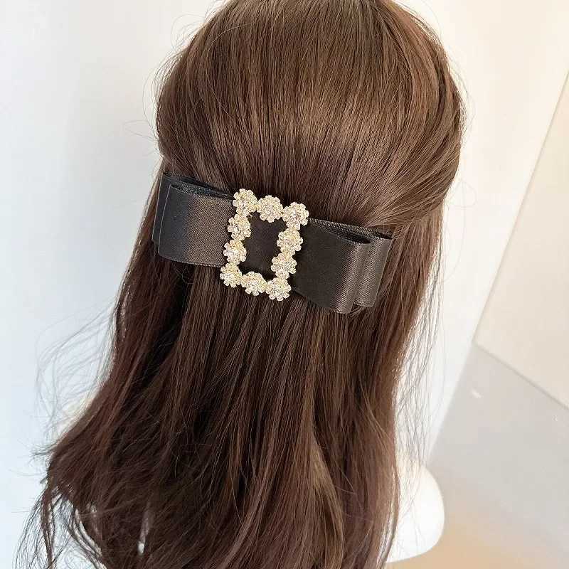 French Fabric Bow Hair Clip for Girls Crystal Rhinestone Haiow Elegant Luxury Jewelry Hairpin Korean Heaear Hair Accories Y251210