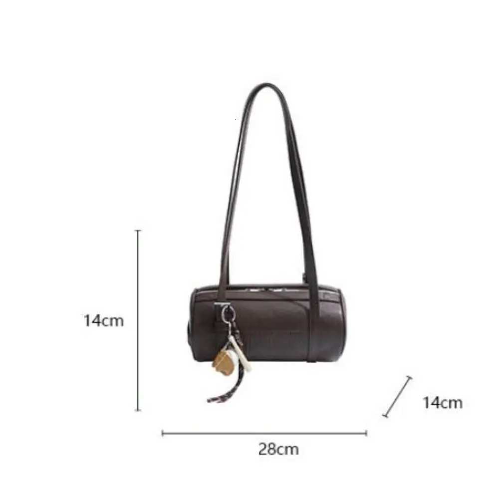 Luxury Cylinder Shaped Shoder Bag Solid Color Mtifunctial Crossbody Bag With Pendant Underarm Handbag Y251209