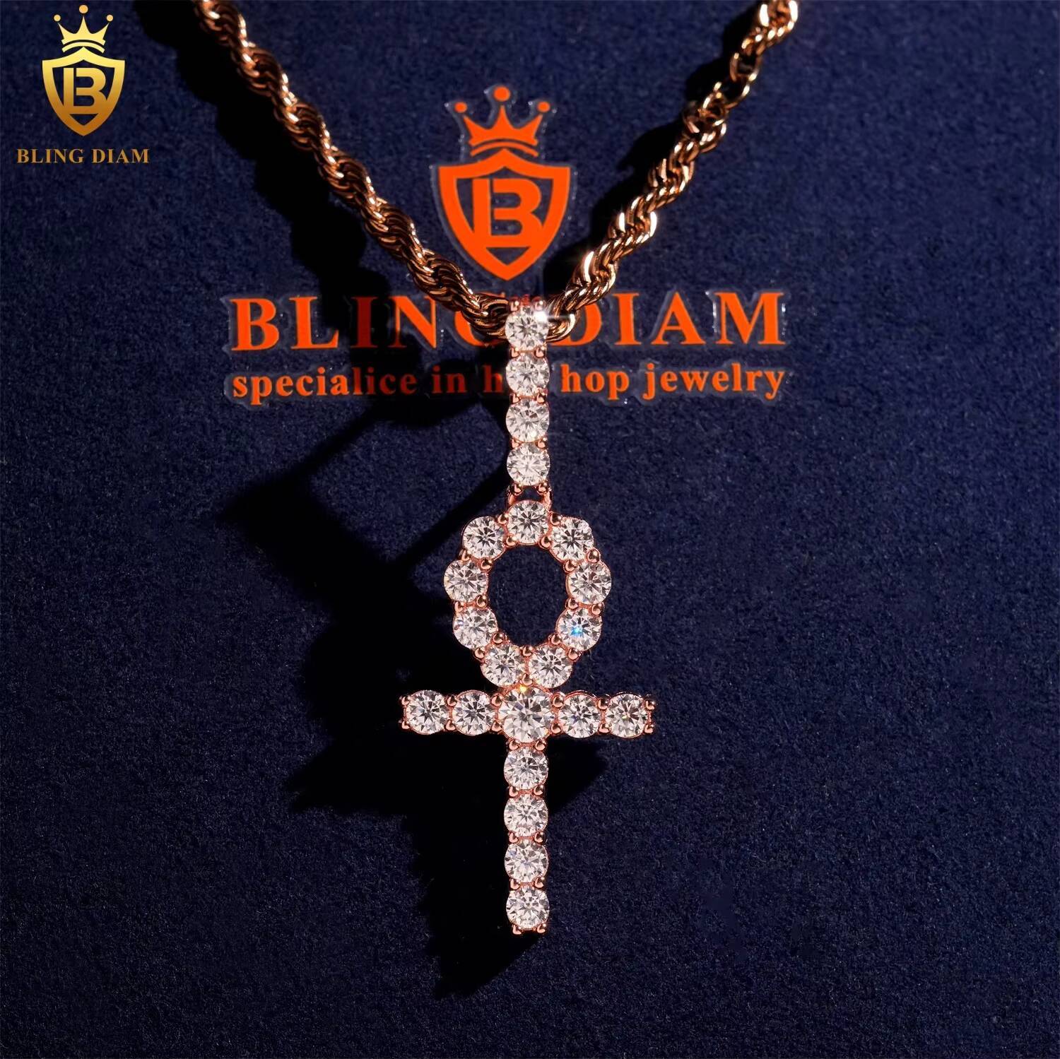Hot Sale 925 Sterling Silver Luxury Custom Hip Hop VVS Moissanite Cross Pendant