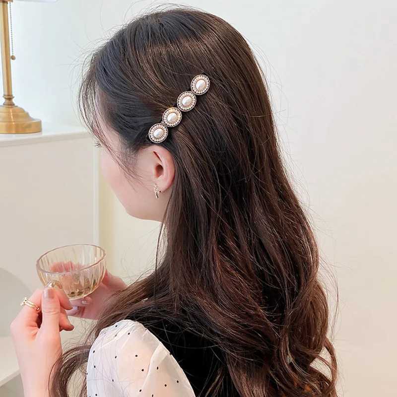 Baroque Diamond Rhinestone Pearl Barrettes For Wen Boutique Korea Fashion Palace Style Crown Long Hair Clips Vintage Hairpins Y251210