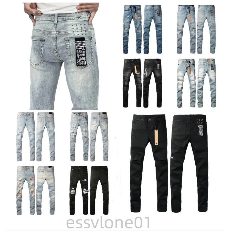 2026 Luxurys designer ksubi high quality denim grey paint ripped stretch motorcycle bone halloween men's jeans 6661