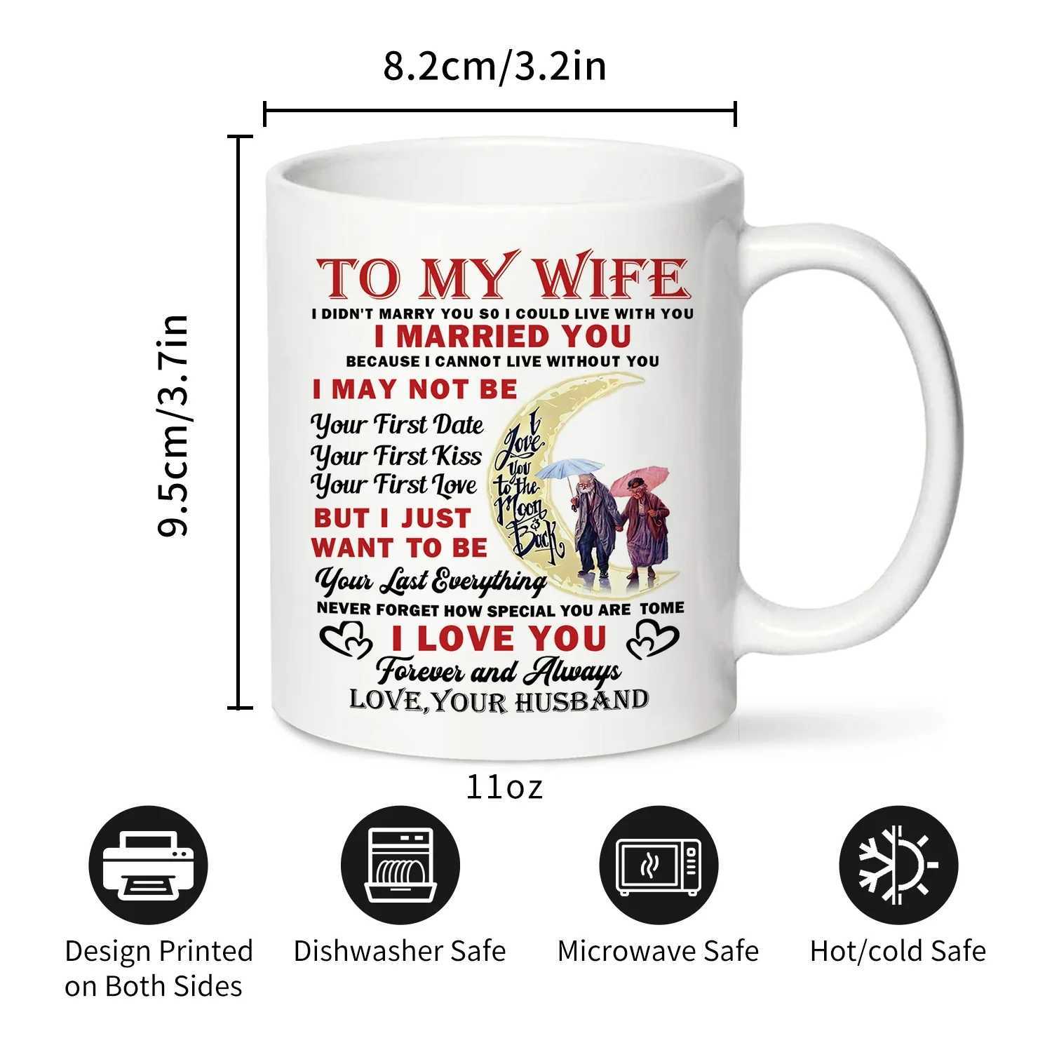 1pcTo My Wife Coffee MugCeramic Cup Romantic Anniversary Birthday Gifts for Wife From Husband 320ML C251210
