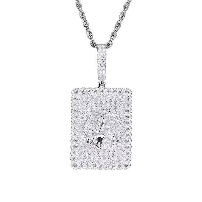 Gold Plated S 925 Sterling Silver Lab Grown Diamond Bling Ice Out JESUS Pendants Necklaces for Men