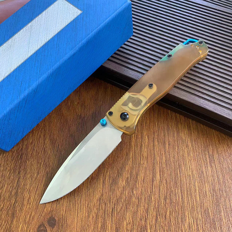 535PEI Transparent Outdoor Folding Knife Wild Camping Convenient Sharp Knife EDC Fruit Pocket knives for outdoor travel