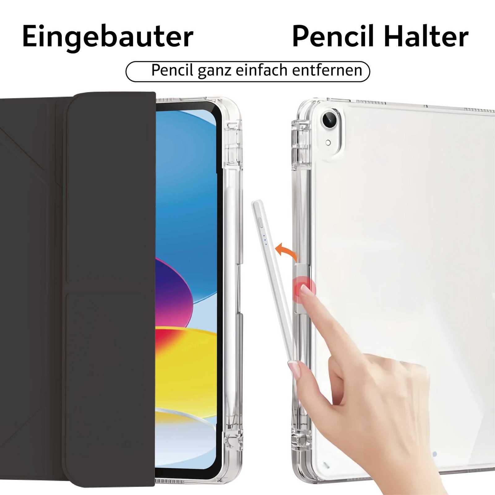 for iPad Air 4/5/6/7 M2 M3 Y-Shaped Stand CaseSlim Stylish Clear for ipad Case with Pencil Holder Mutil Angles Folding Cover H251210