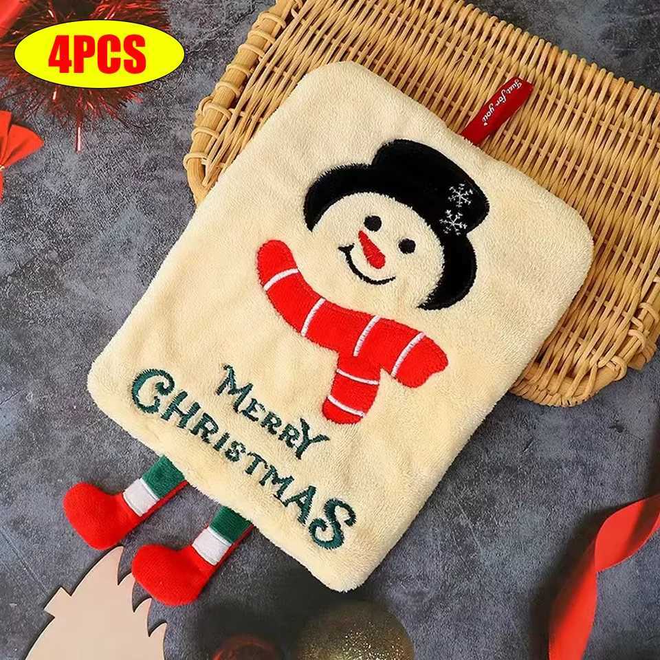 Xmas Cute Hanging Hand Towel Thick Coral Fleece Absorbent Quick-Dry Kitchen Rag Christmas Home Decor Friend Gift C251210