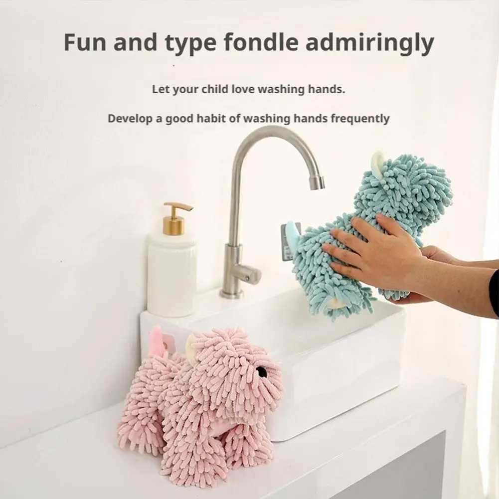 Cartoon Animal Hand Towel Cute Hanging Puppy Chenille Fabric Quick Drying Soft Skin Friendly Home Bathroom Decor Reusable Tools C251210