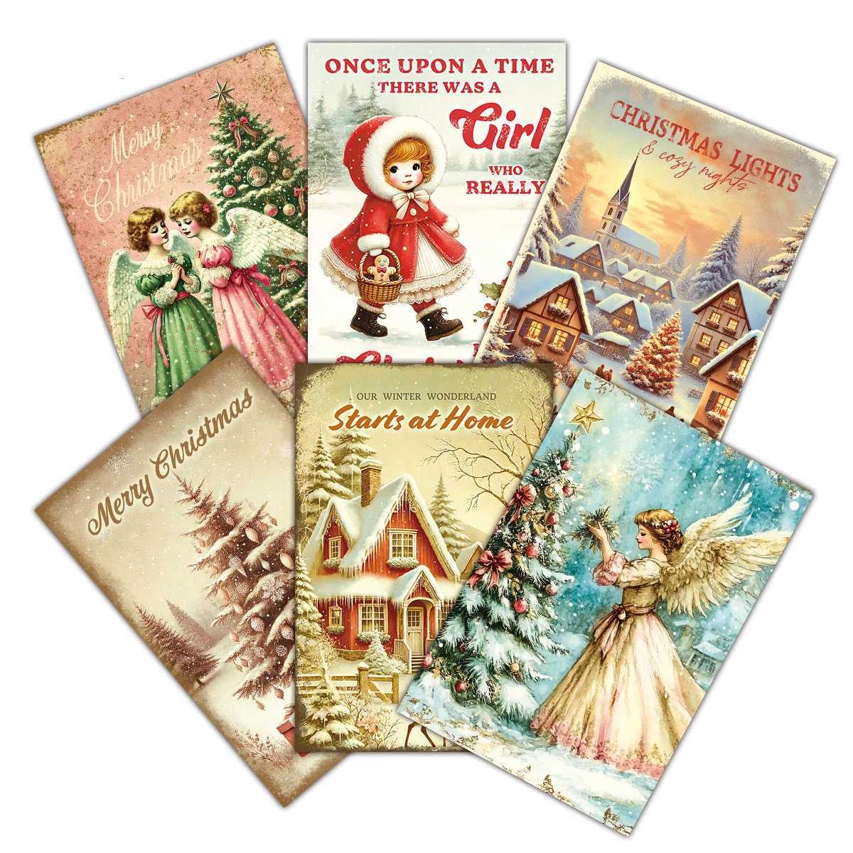 12pcs Vintage Christmas Greeting CardsExquisite Illustrations Of Santa ClausChristmas es For FamilyFriendHe Party Card H251210