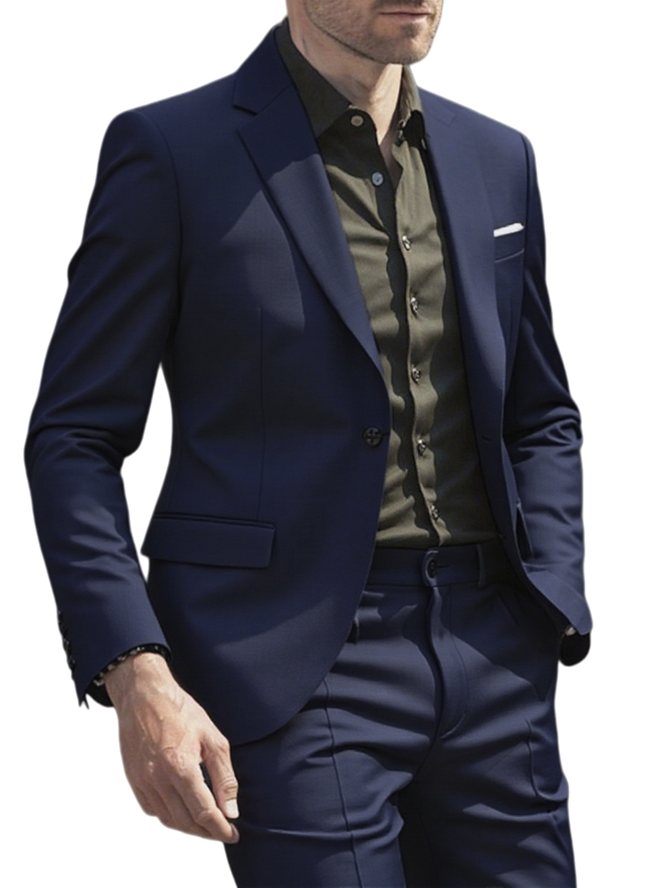 Men's Suits en's Beige Peak Lapel Suit 2-Piece Set - Slim Fit Blazer & Trousers Formal Business Wedding Outfit