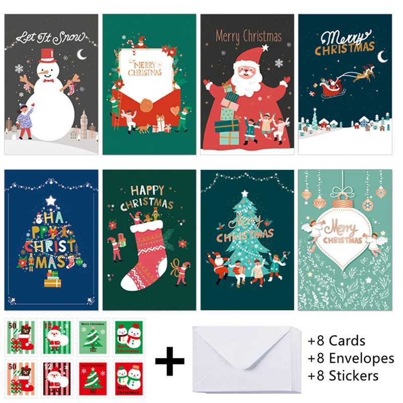 Christmas Cards 8pcs Merry Christmas Cards with Envelopes and Stickers Happy Christmas In 8 Templates Xmas Greeting Cards To All H251210