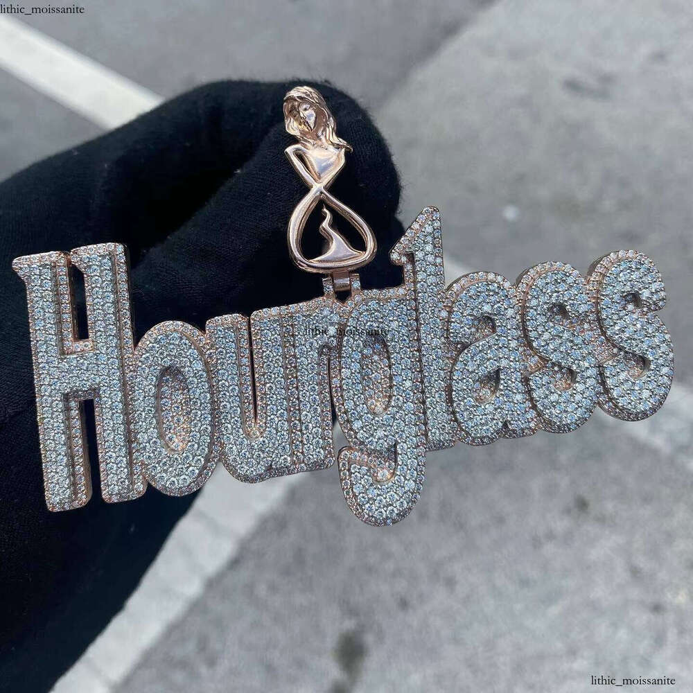 Custom VVS Moissanite Name Pendant Necklace Charm Full Iced Out Hip Hop Pemdamt Pass Moissanite Tester