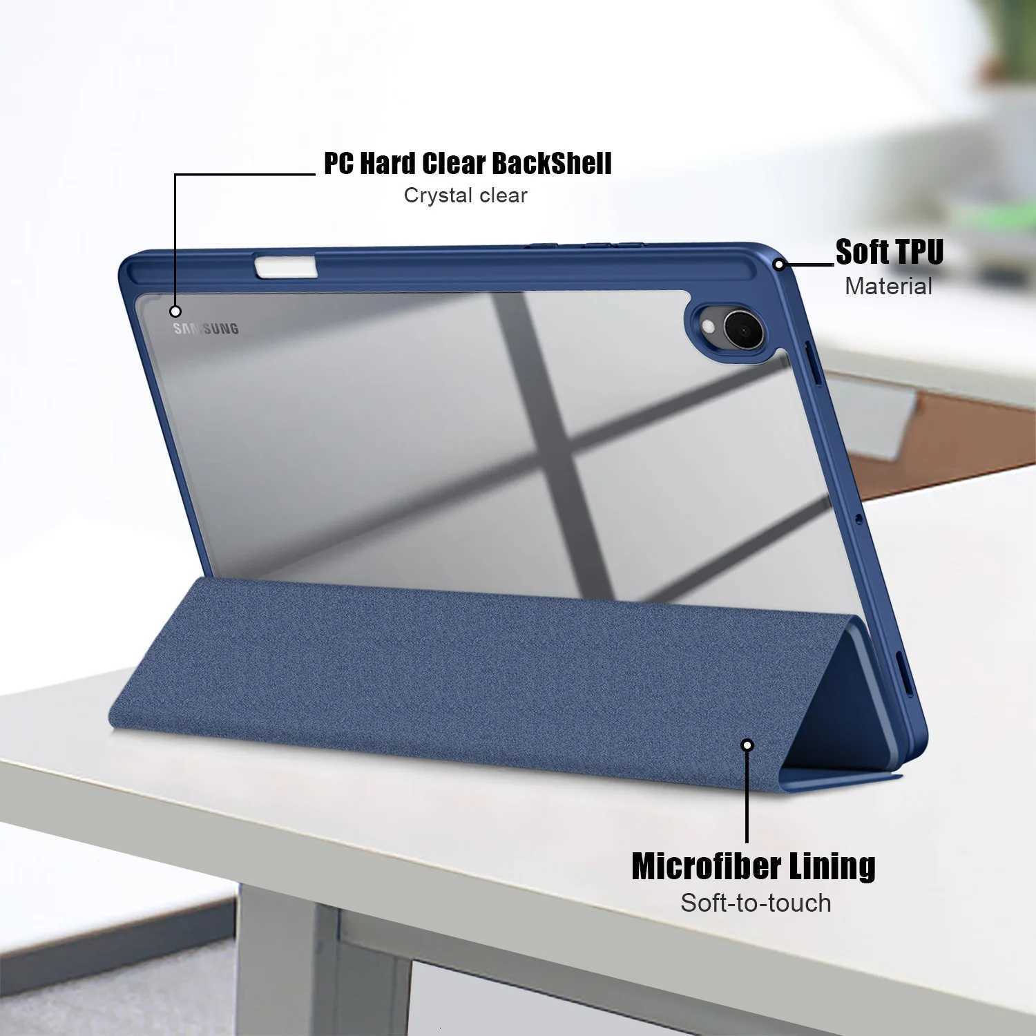 For Galaxy Tab S11 Case 2025 11inch SM-X730/SM-X736 TPU Tri-Fold Magnetic Stand Smart Tablets Cover with Pencil Holder H251210
