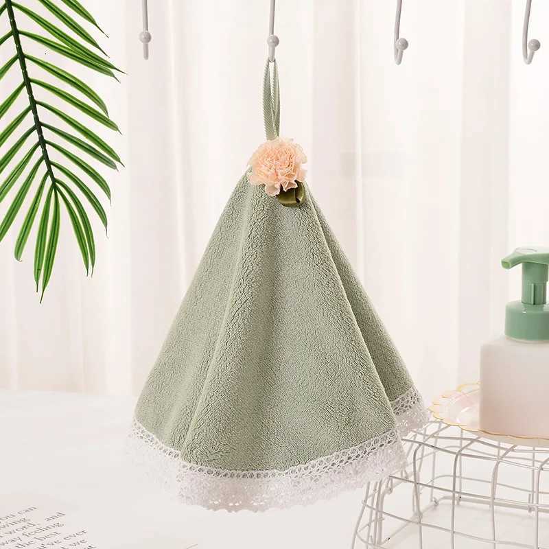 Camellia round hand towel kitchen hanging soft small towel cute childrens coral velvet face towel C251210