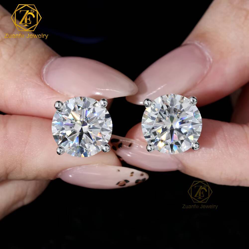 Wholesale Luxury Unisex 4-Prong 10K 14K 18K Solid Gold Brilliant Cut 5mm 65mm 8mm Moissanite Stud Earrings GRA Certified