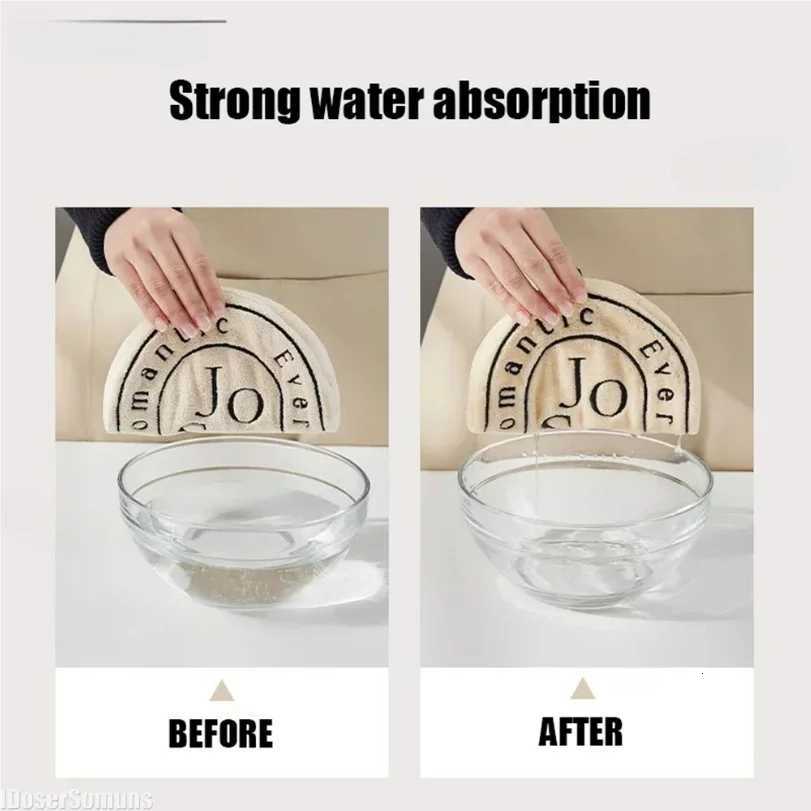 luxury Double-Layer Absorbent Hand Towel - Thickened Quick Dry Cloth with Hanging Design for Kitchen Bathroom Home Use C251210