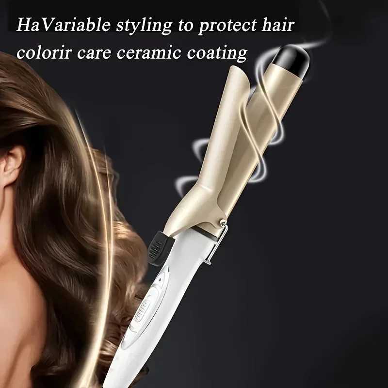 32mm and 25mm double barrel curling iron-bigwaveandsoftcurly hairAmericanplugfashionableblackgolddesignsuitableforlonghairT251210