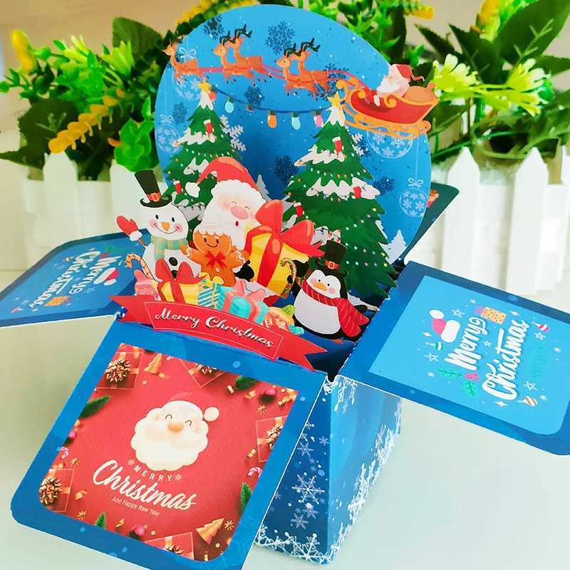 New Christmas es 3D Up Card With sic Lights Merry Christmas Creative Stereoscopic Box Gift For Kid Family Decor H251210