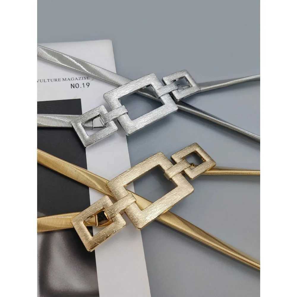 Luxury 1pc Silver Elastic Metal Waist Chain Belt For Women Suitable For Daily Wear With Dresses And Coats Y251210