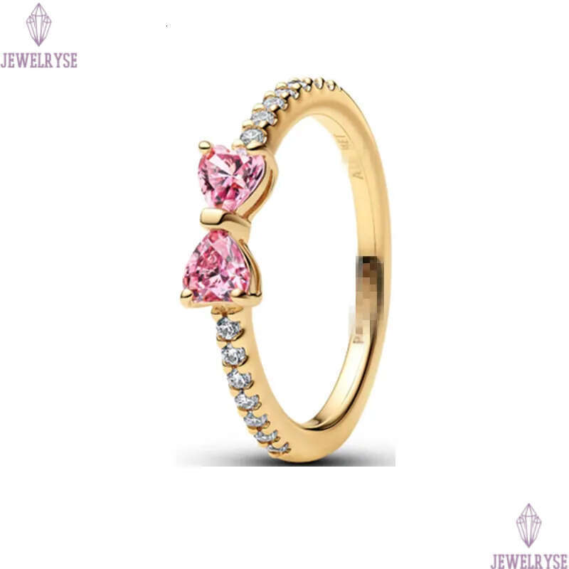 Rose gold Pink stone Crown Heart Rings with Retail Box 925 Silver CZ diamond Women Girls Wedding Nail Bowknot Tennis Engagement Ring Factory wholesale
