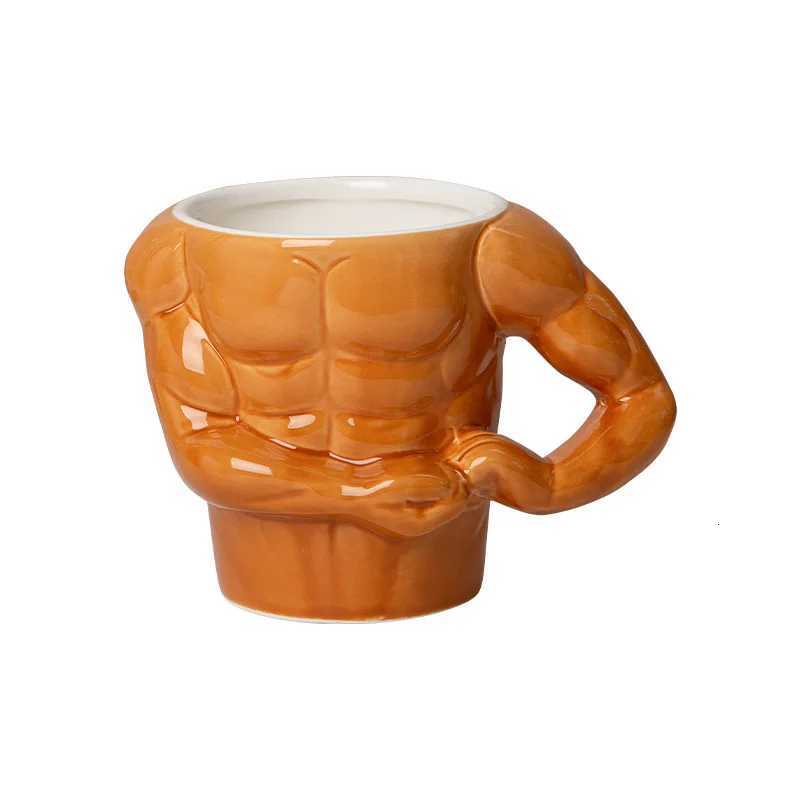 Creative Ceramic Chest Boys Breakfast Cup - Fitness Coach UP YOU Inspirational Coffee Milk Water Cup Fun Gift C251210